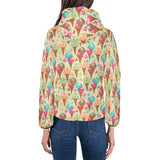 Colorful ice cream pattern Women's Padded Hooded Jacket