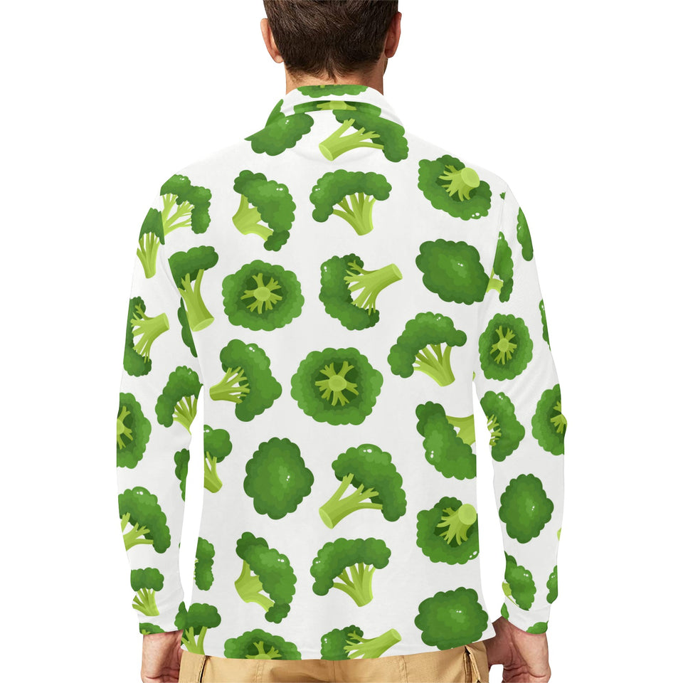 Cute broccoli pattern Men's Long Sleeve Polo Shirt