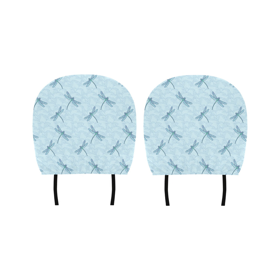 Dragonfly pattern blue background Car Headrest Cover