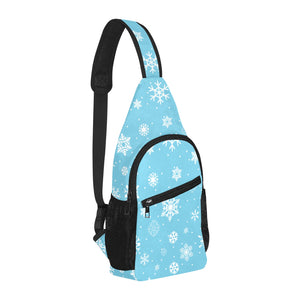 Snowflake pattern blue background All Over Print Chest Bag