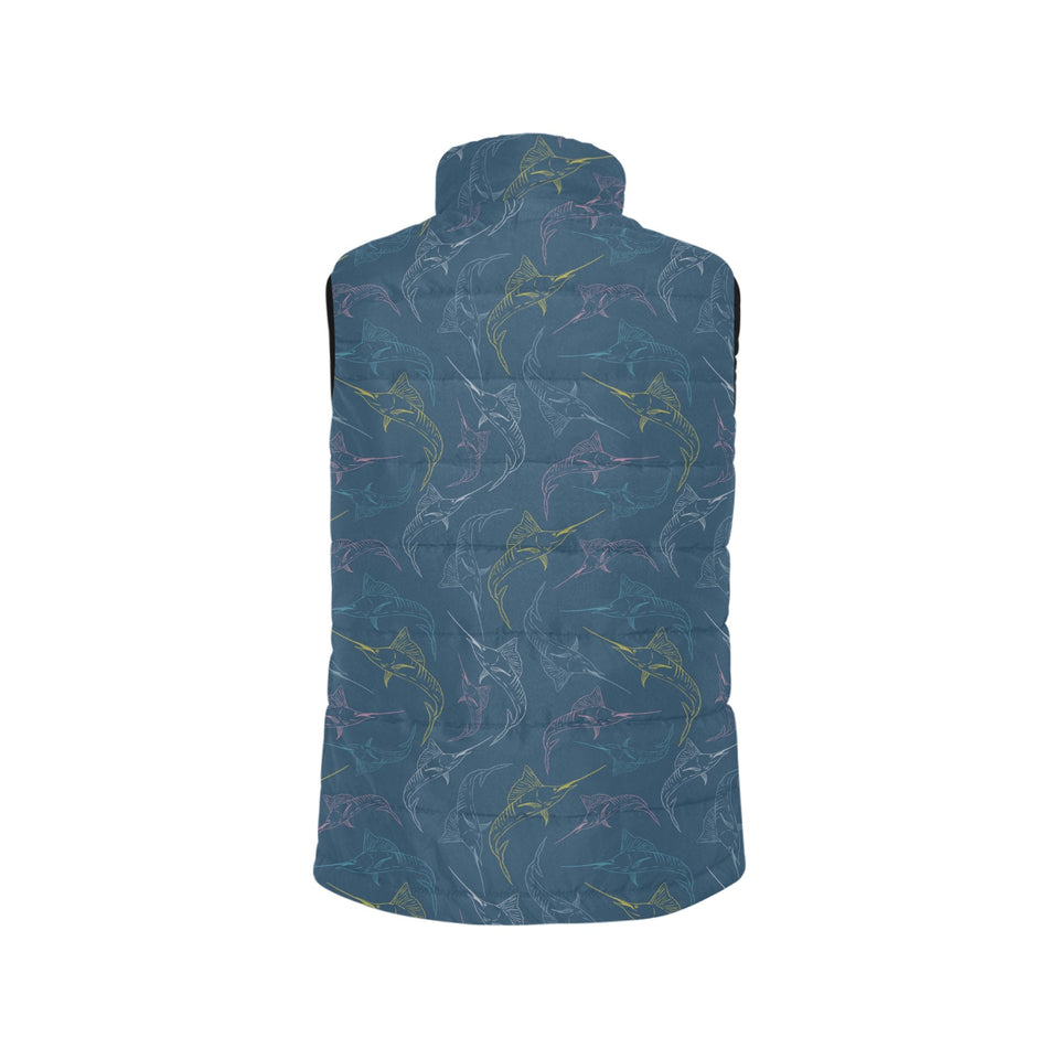Swordfish Pattern Print Design 02 Men's Padded Vest