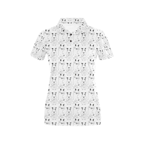 Bull Terrier Pattern Print Design 02 Women's All Over Print Polo Shirt