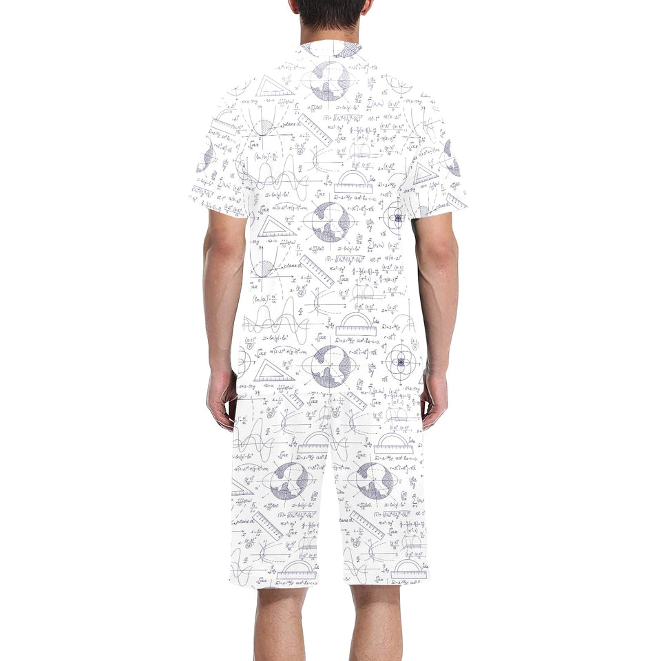 Math Pattern Print Design 03 Men's V-Neck Short Pajama Set