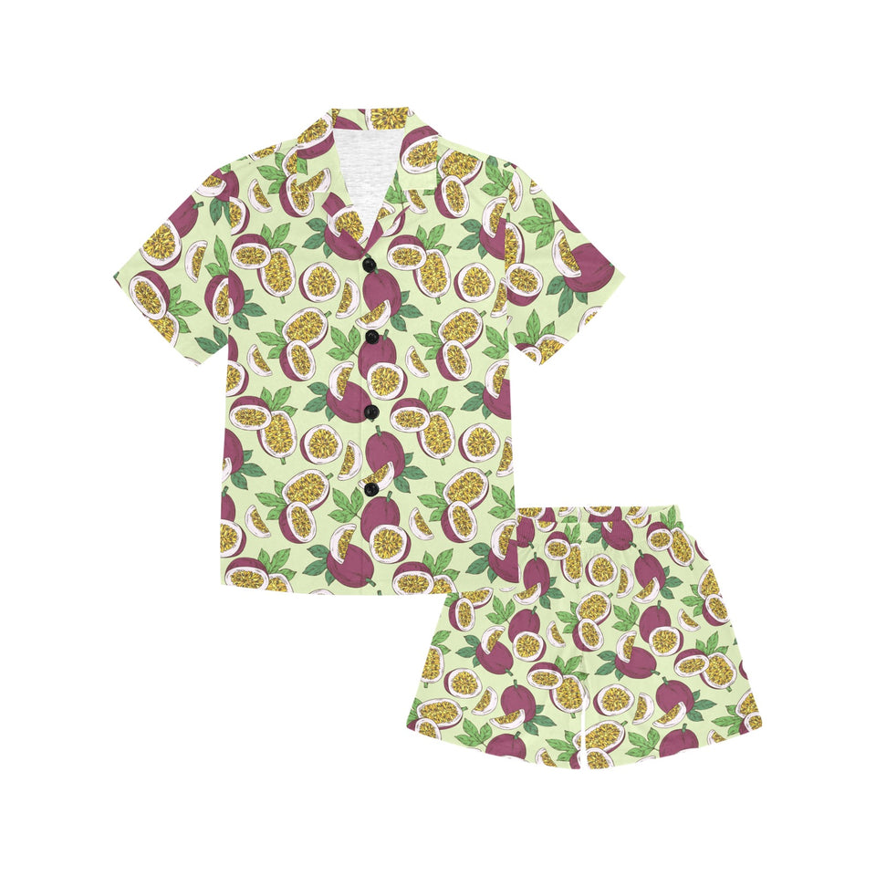 Paassion fruit pattern Kids' Boys' Girls' V-Neck Short Pajama Set
