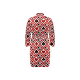 Casino Cards Suits Pattern Print Design 03 Men's Long Sleeve Belted Night Robe