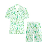 Green Peas Pattern Print Design 01 Men's V-Neck Short Pajama Set