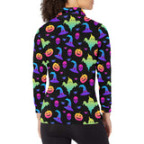 Colorful halloween background Women's Long Sleeve Polo Shirt