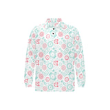 Clock time pattern blackground Men's Long Sleeve Polo Shirt