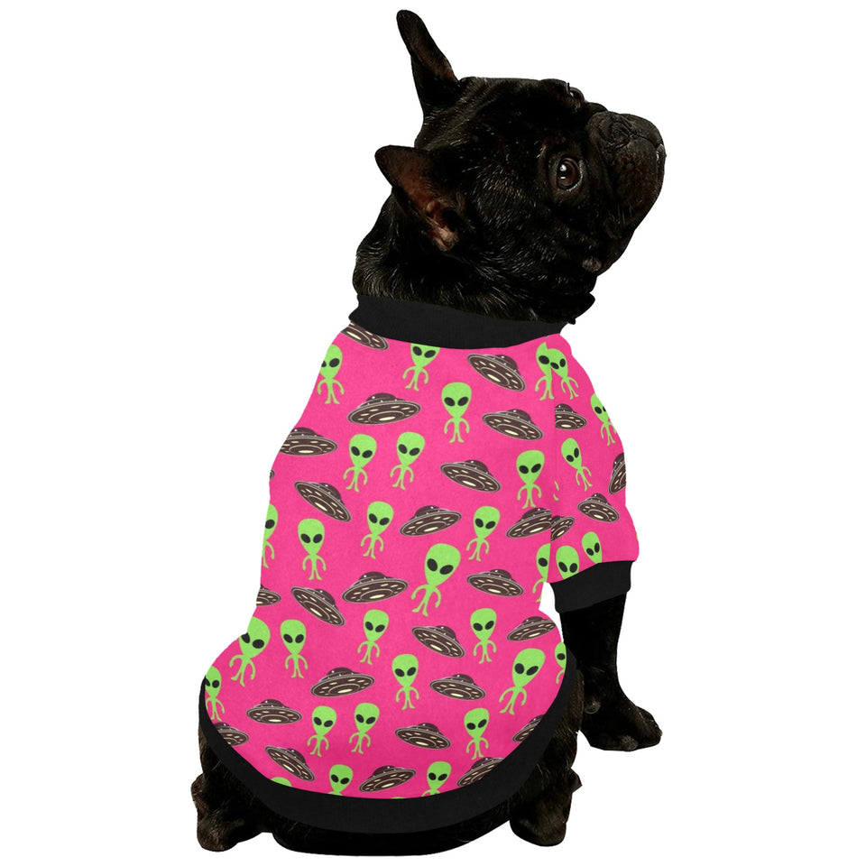 Alien Pattern Print Design 03 All Over Print Pet Dog Round Neck Fuzzy Shirt
