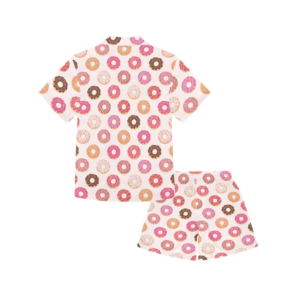 Colorful donut pattern Kids' Boys' Girls' V-Neck Short Pajama Set