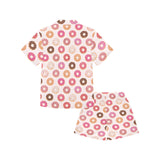 Colorful donut pattern Kids' Boys' Girls' V-Neck Short Pajama Set