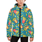 French fries red paper box pattern Kids' Boys' Girls' Padded Hooded Jacket