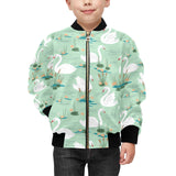 White swan lake pattern Kids' Boys' Girls' Bomber Jacket
