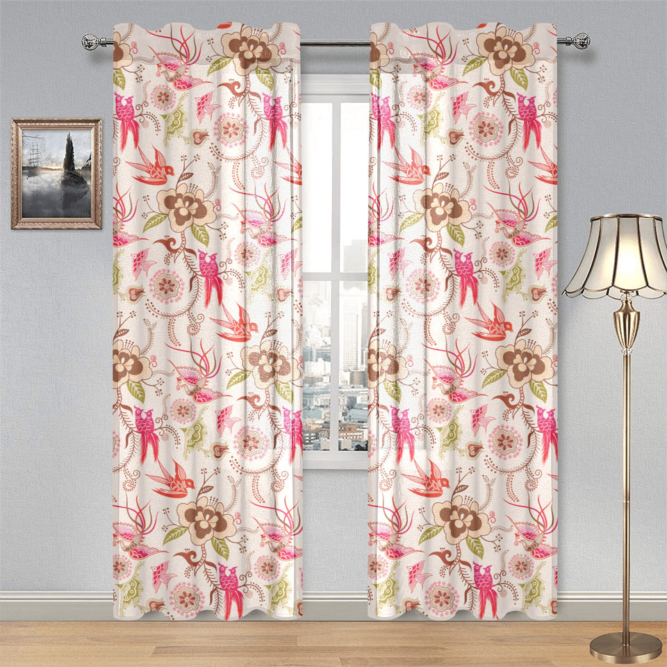 Swallow Pattern Print Design 01 Gauze Curtain