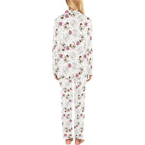 English Bulldog Pattern Print Design 01 Women's Long Pajama Set
