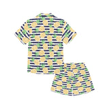 Pineapples pattern striped background Kids' Boys' Girls' V-Neck Short Pajama Set