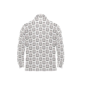 Hippopotamus Pattern Print Design 05 Men's Long Sleeve Polo Shirt