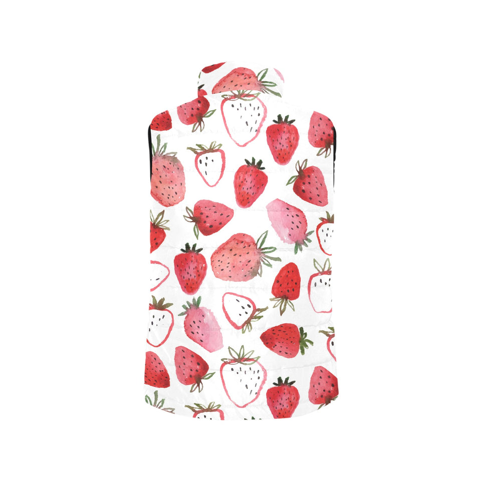 watercolor hand drawn beautiful strawberry pattern Women's Padded Vest