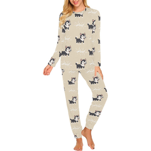 Cute Siberian Husky Women's All Over Print Pajama Set