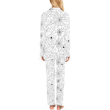 Spider web cobweb pattern white background Women's Long Pajama Set