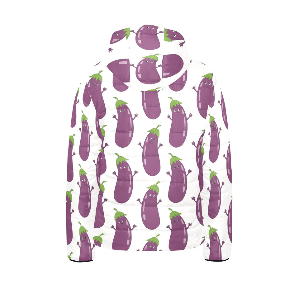 Eggplant Pattern Print Design 01 Kids' Boys' Girls' Padded Hooded Jacket