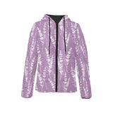 Lavender flowers purple pattern Women's Padded Hooded Jacket