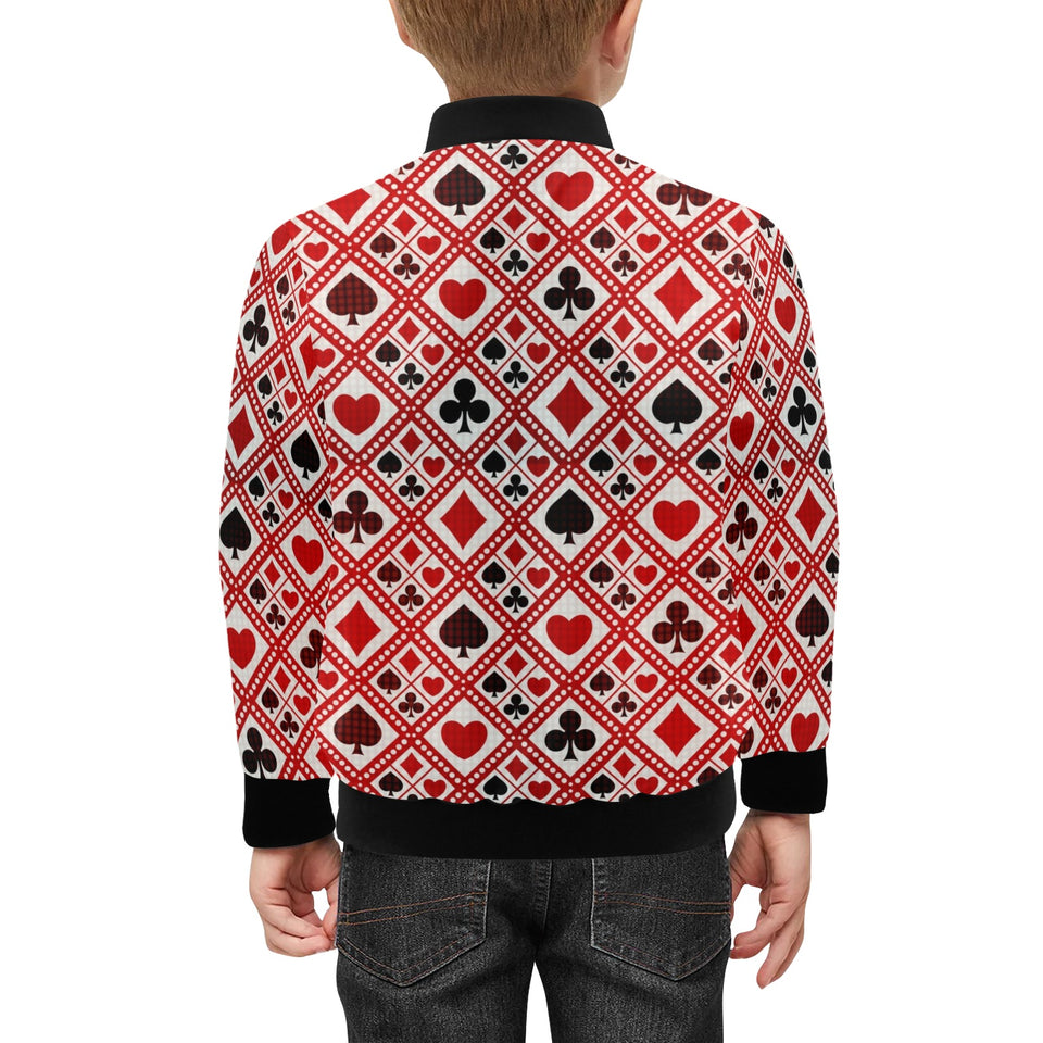 Casino Cards Suits Pattern Print Design 03 Kids' Boys' Girls' Bomber Jacket