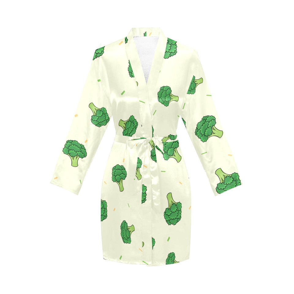 Broccoli pattern Women's Long Sleeve Belted Night Robe