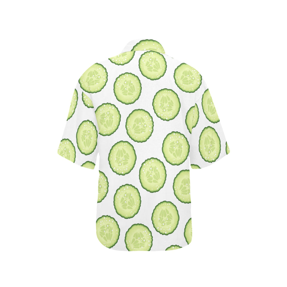 Cucumber slices pattern Women's All Over Print Hawaiian Shirt