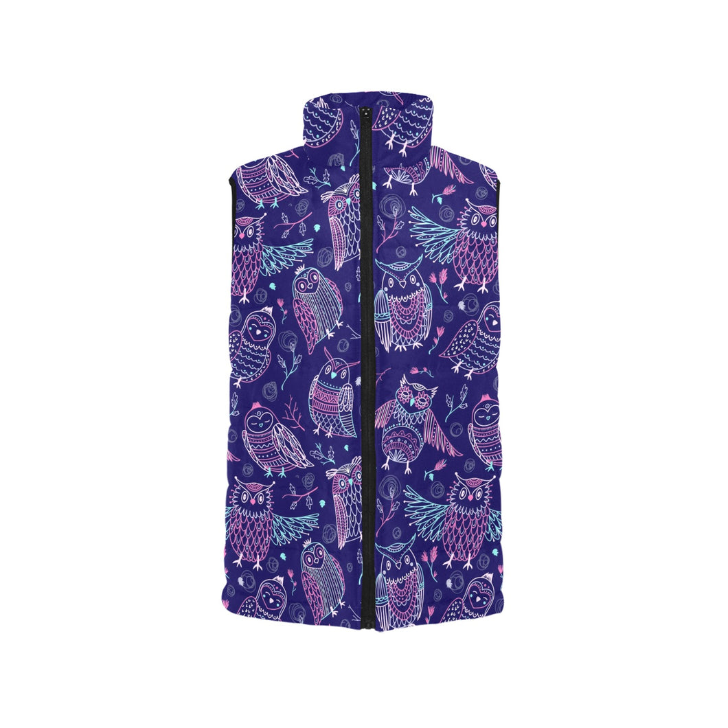 Cute owls pattern boho style ornament Men's Padded Vest