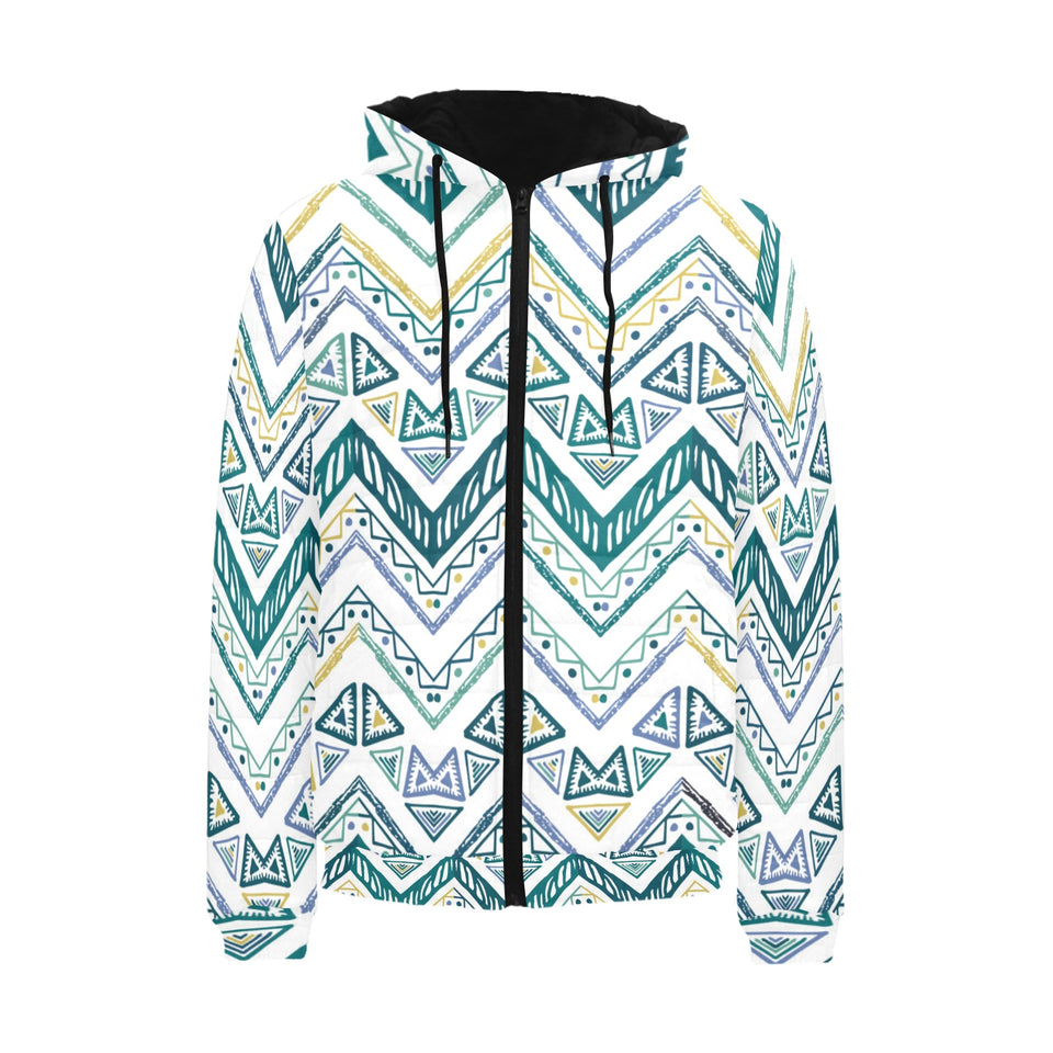 zigzag chevron paint design pattern Men's Padded Hooded Jacket