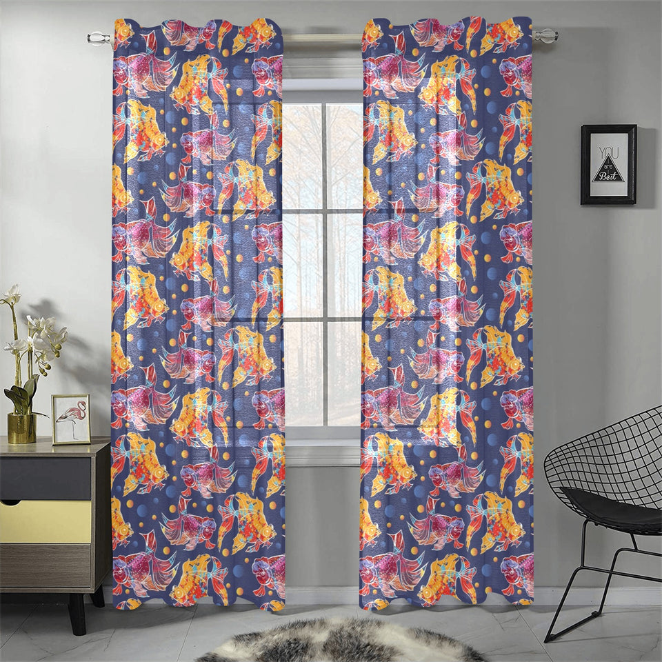 Goldfish Pattern Print Design 05 Gauze Curtain