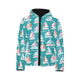 Cute sailboat pattern Kids' Boys' Girls' Padded Hooded Jacket