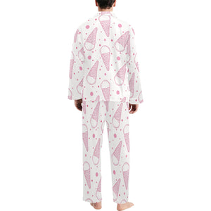Hand drawn ice cream pattern Men's Long Pajama Set