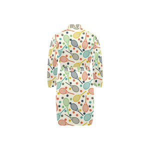 Tennis Pattern Print Design 03 Men's Long Sleeve Belted Night Robe