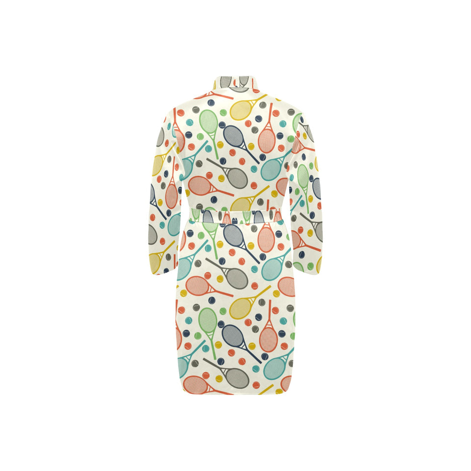 Tennis Pattern Print Design 03 Men's Long Sleeve Belted Night Robe
