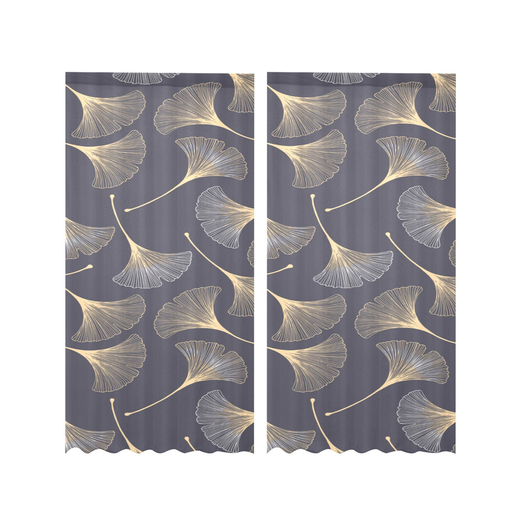 Gold ginkgo leaves Gauze Curtain