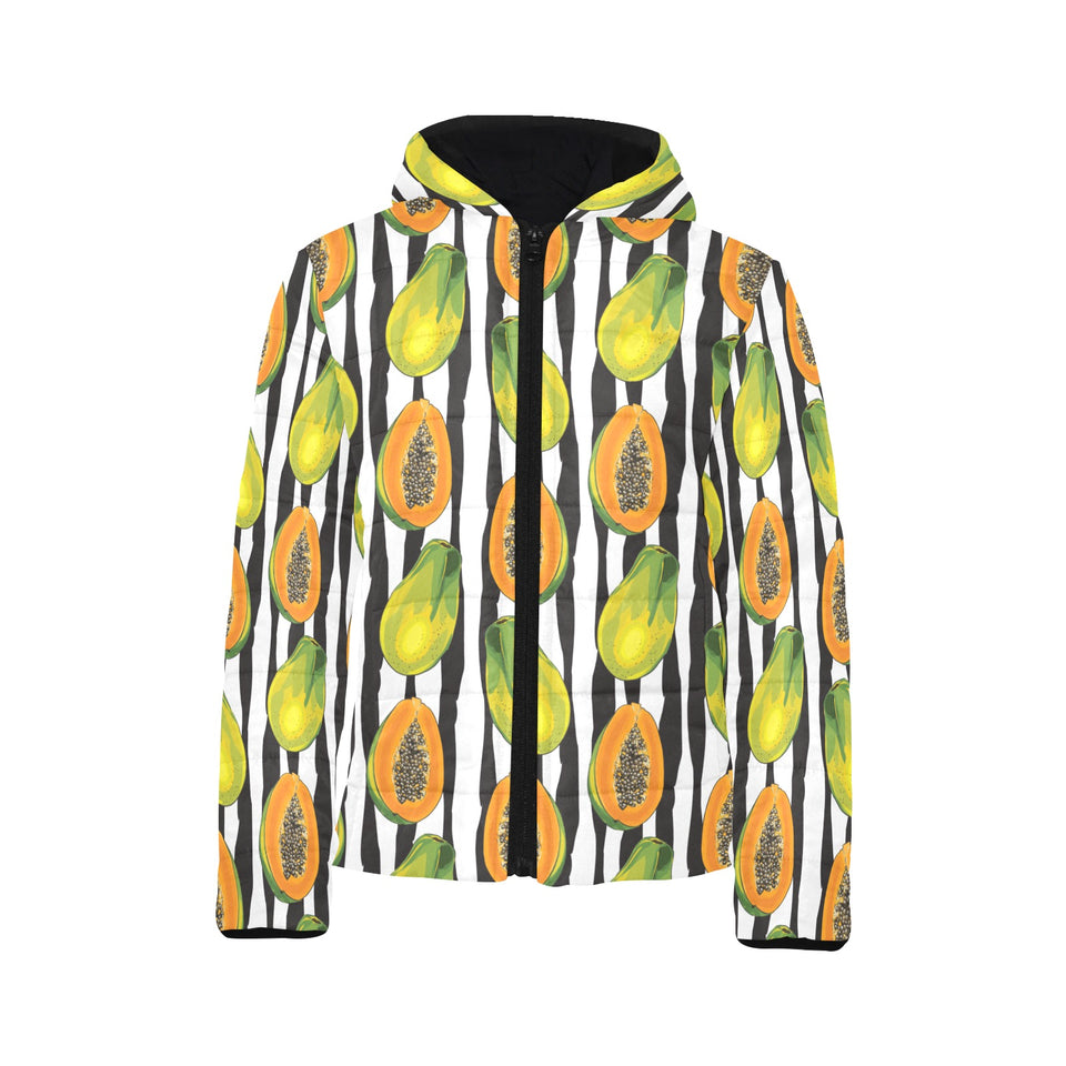 papaya design pattern Kids' Boys' Girls' Padded Hooded Jacket