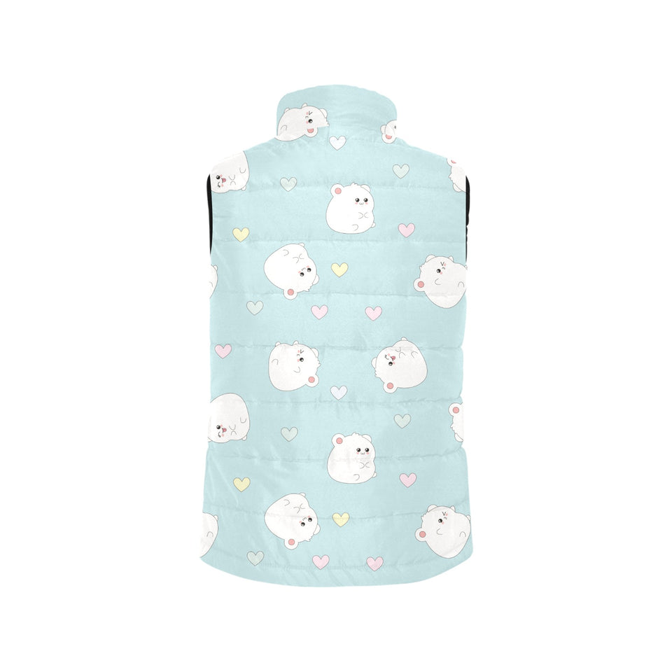 White cute hamsters heart pattern Men's Padded Vest