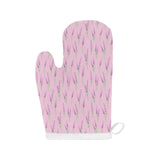 Lavender pattern pink background Heat Resistant Oven Mitts