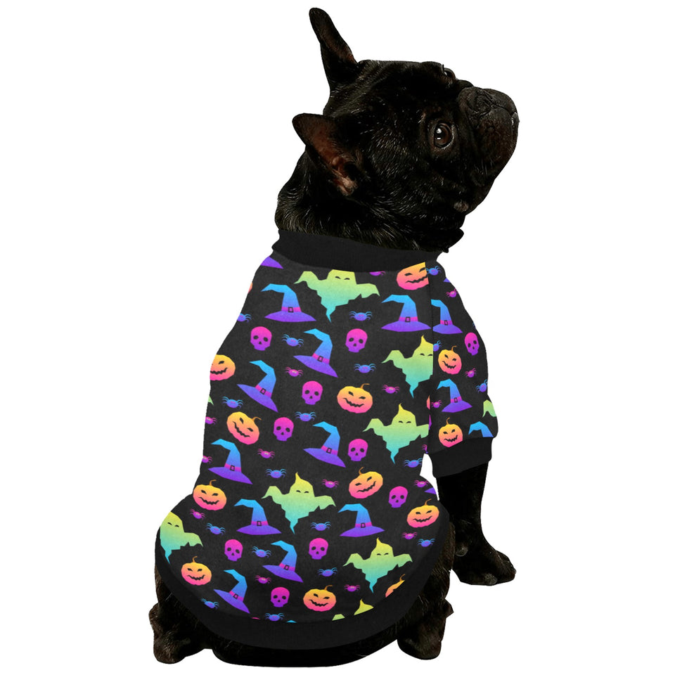 Colorful halloween background All Over Print Pet Dog Round Neck Fuzzy Shirt