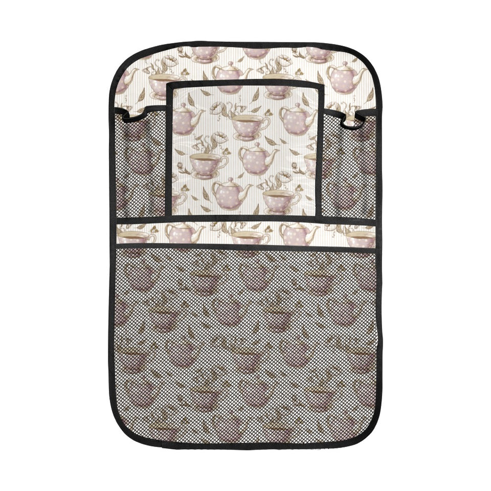 Tea pots Pattern Print Design 03 Car Seat Back Organizer