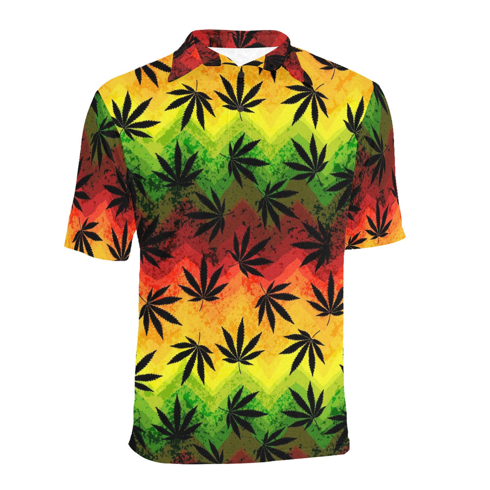Canabis Marijuana Weed Pattern Print Design 03 Men's All Over Print Polo Shirt