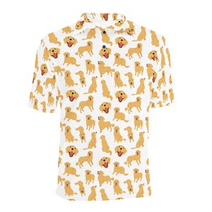 Golden Retriever Pattern Print Design 05 Men's All Over Print Polo Shirt