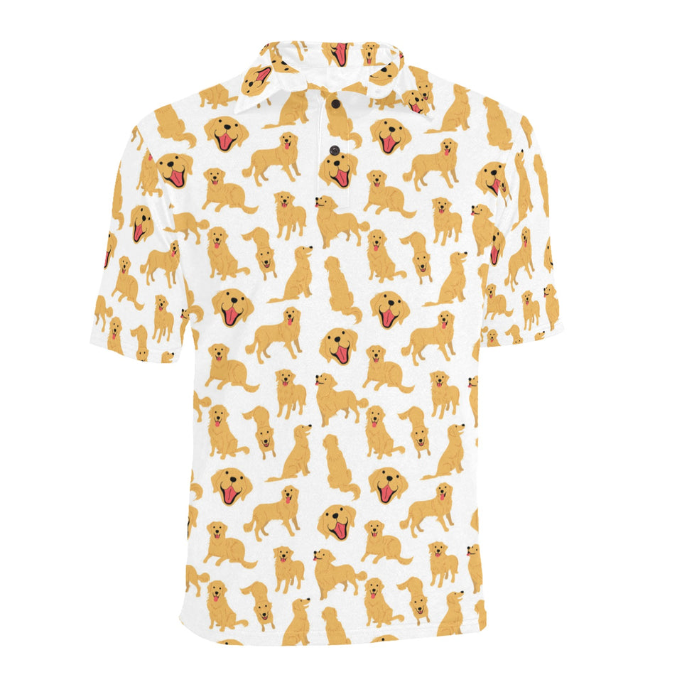 Golden Retriever Pattern Print Design 05 Men's All Over Print Polo Shirt