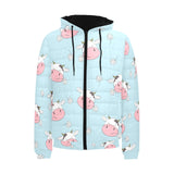 Cute cow flower pattern Men's Padded Hooded Jacket