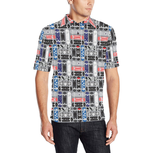 Skate Board Pattern Print Design 04 Men's All Over Print Polo Shirt