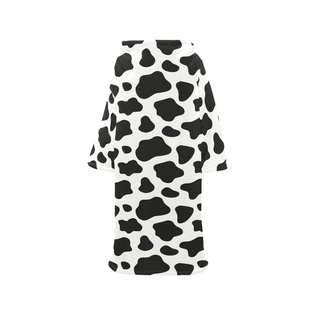 Cow skin pattern Blanket Robe with Sleeves