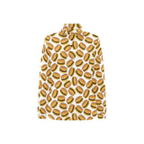 Hamburger Pattern Print Design 03 Women's Long Sleeve Polo Shirt