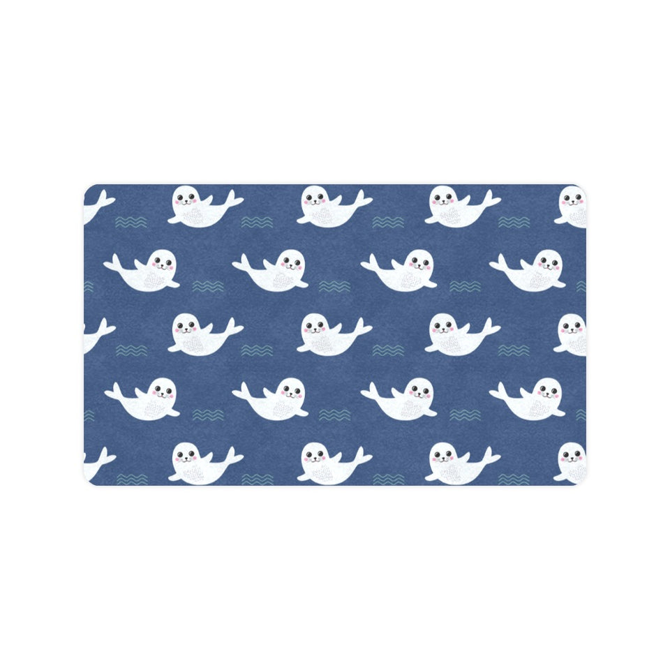 Cute white baby sea lion seal pattern Doormat
